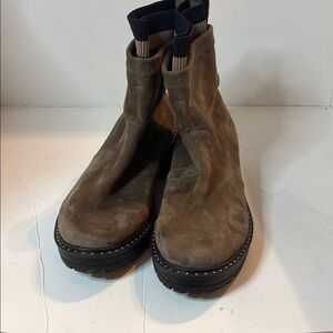 B-Yellow Box Brown Ankle Booties with Suede Finish